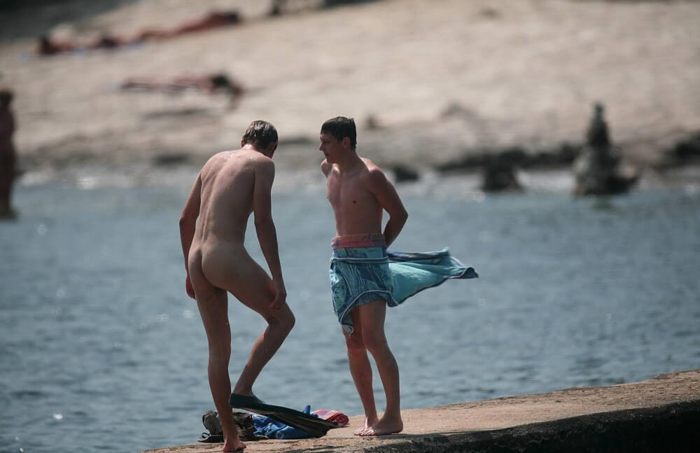 Nudists Boys - Water Prep On The Ledge - Nudism supports personal freedom and individuality