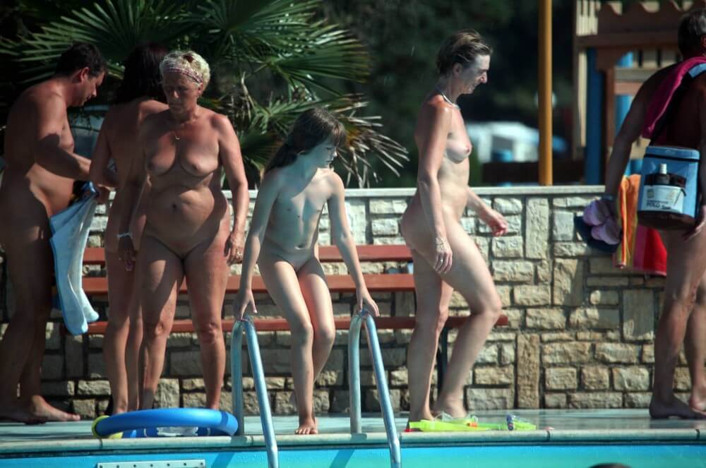Naturist Pool Cleaning-Up pics - Naturists value harmony with nature and a simple way of life