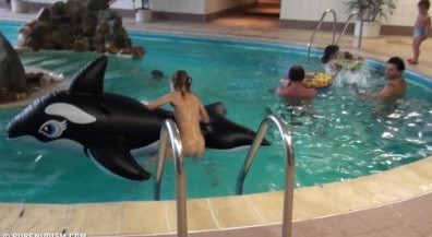 Naturism - Indoor dolphin ride Full HD upd - Poor naked people and rich naked people in one place
